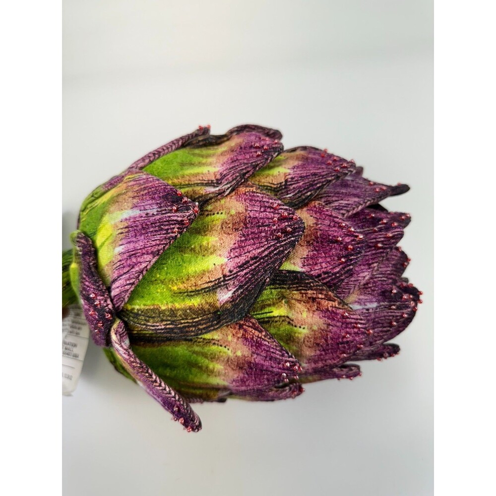 John Derian Artichoke Pillow Purple Green Leaves Accent 8" x 15" New Tags - Picture 6 of 11